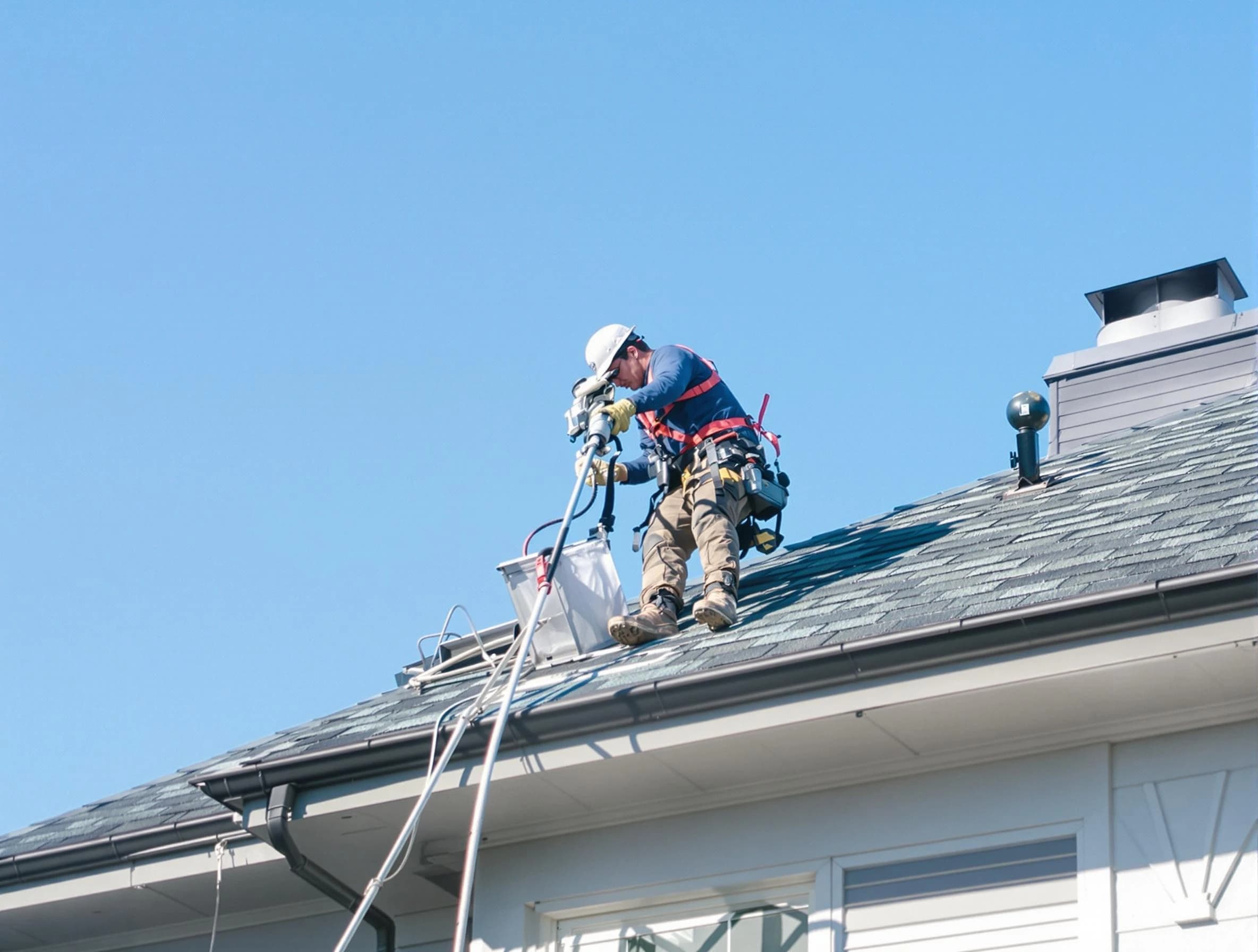 Sylacauga Dryer Vent Cleaning certified technician cleaning a roof-mounted dryer vent system in Sylacauga