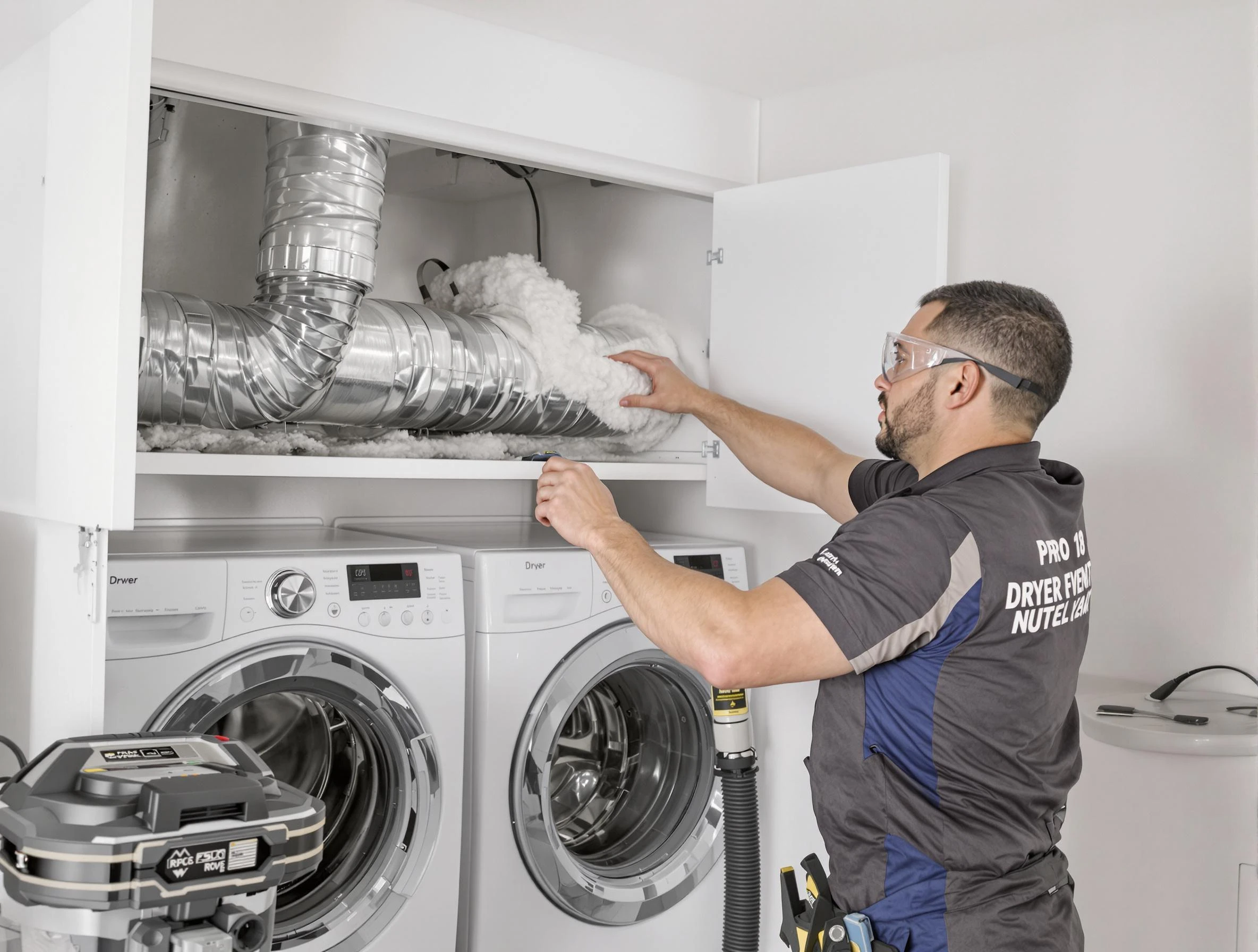 Sylacauga Dryer Vent Cleaning certified technician performing specialized gas dryer vent cleaning in Sylacauga